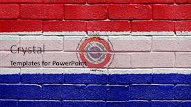  Presentation with brick wall - Beautiful PPT theme featuring flag-of-paraguay-painted-onto backdrop and a coral colored foreground
