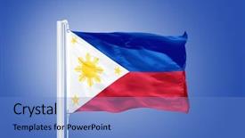  Presentation with philippines - Colorful PPT layouts enhanced with flag of philippines flying backdrop and a teal colored foreground