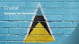  Presentation with brick wall - Colorful PPT layouts enhanced with flag-of-saint-lucia-painted backdrop and a light blue colored foreground