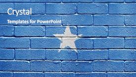  Presentation with somalia - Cool new presentation theme with flag of somalia painted onto a grunge brick wall backdrop and a teal colored foreground