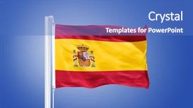  Presentation with spain - PPT layouts with flag of spain flying background and a teal colored foreground