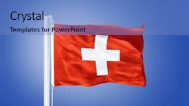  Presentation with switzerland - PPT layouts consisting of flag of switzerland flying background and a teal colored foreground