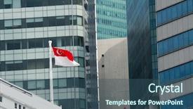  Presentation with singapore - Presentation theme featuring flag of the republic background and a ocean colored foreground