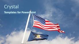  Presentation with united states flag - PPT theme featuring flag-of-the-united-states background and a ocean colored foreground