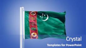  Presentation with blue sky - Slides enhanced with flag of turkmenistan flying background and a teal colored foreground