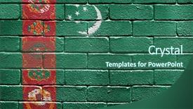  Presentation with brick - Presentation theme having flag of turkmenistan painted onto background and a ocean colored foreground