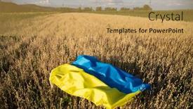  Presentation with ukraine - PPT theme with flag-of-ukraine-on-agricultural background and a  colored foreground