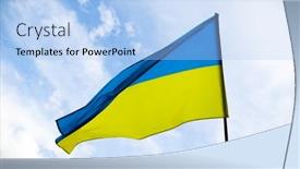  Presentation with politics democracy - PPT theme consisting of flag-of-ukraine-waving background and a light blue colored foreground