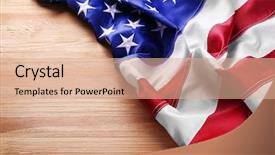  Presentation with united states flag - PPT theme featuring flag of united states background and a coral colored foreground