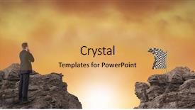  Presentation with digital - Audience pleasing PPT theme consisting of flag on rock against orange backdrop and a yellow colored foreground