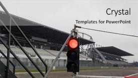  Presentation with race track - Cool new slides with sign with flag on speedway backdrop and a light gray colored foreground