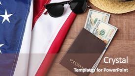  Presentation with usa flag and energy - Cool new presentation theme with flag on table american visa backdrop and a violet colored foreground