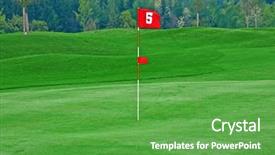  Presentation with golf course - Presentation theme consisting of flag on the golf course background and a shamrock green colored foreground