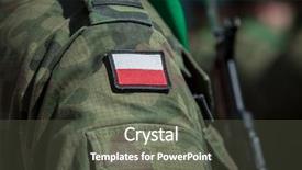  Presentation with polish army - Presentation theme enhanced with flag patch on polish soldier background and a dark gray colored foreground
