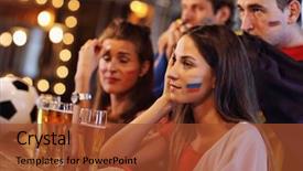  Presentation with pub - Colorful presentation enhanced with flag poland - group of friends watching soccer backdrop and a red colored foreground