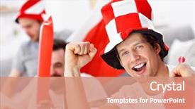  Presentation with how to be happy - Presentation theme consisting of flag polish - happy male friends cheering background and a coral colored foreground