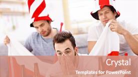  Presentation with happy sad adoption custody - Presentation theme consisting of flag polish - happy male friends cheering background and a coral colored foreground