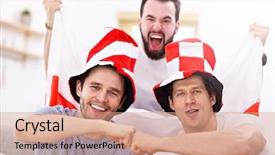  Presentation with friends - Presentation theme featuring flag polish - happy male friends cheering background and a  colored foreground