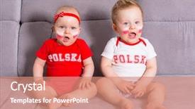  Presentation with soccer fans - Cool new slides with flag polish - soccer baby twins fans backdrop and a coral colored foreground