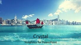  Presentation with hong kong flag - Slides featuring flag ship - hong kong and tilt shift background and a teal colored foreground