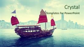  Presentation with hong kong flag - Cool new PPT layouts with flag ship - hong kong harbour backdrop and a soft green colored foreground