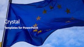  Presentation with blue waves - Colorful presentation enhanced with flag waves proudly on flagpole backdrop and a navy blue colored foreground