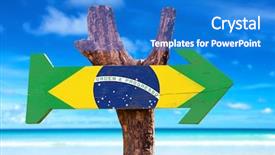  Presentation with teal beach wood - PPT theme consisting of flag wooden sign with beach background and a cobalt blue colored foreground