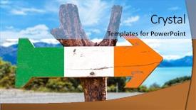  Presentation with ireland - Presentation featuring flag wooden sign with road background and a light blue colored foreground