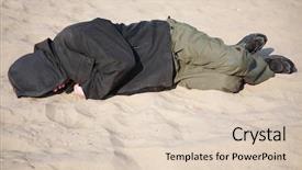  Presentation with homeless - Cool new presentation design with flagelo - homeless man sleeping on sand backdrop and a lemonade colored foreground