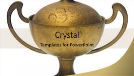  Presentation with nyonya - Presentation theme having young green sprout sprouted from old dry coconut background and a gray colored foreground