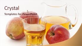  Presentation with juice - PPT theme featuring flagon - apple juice with pitcher background and a sky blue colored foreground