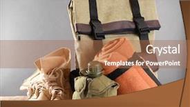  Presentation with tourism - Audience pleasing PPT layouts consisting of flagon - tourism concept backpack pair backdrop and a  colored foreground