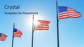  Presentation with united states - Audience pleasing presentation theme consisting of flagpole - flags of the united states backdrop and a light blue colored foreground