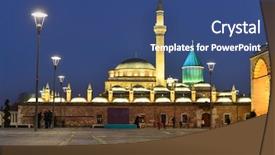  Presentation with turkey - Slides with flagpole - konya turkey - mevlana museum background and a ocean colored foreground