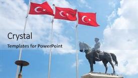  Presentation with turkish - Presentation theme having flagpole - ulus ankara - statue background and a light blue colored foreground