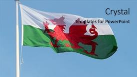  Presentation with welsh - Colorful slide deck enhanced with flagpole - welsh flag y ddraig goch backdrop and a light blue colored foreground