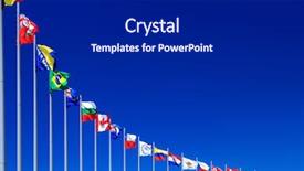  Presentation with world flags - Cool new presentation theme with flags against blue sky copyspace backdrop and a dark gray colored foreground