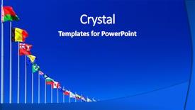  Presentation with world flags - Amazing theme having flags against blue sky copyspace backdrop and a dark gray colored foreground