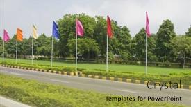  Presentation with new path - Presentation theme having flags-at-roadside-shanti-path background and a yellow colored foreground