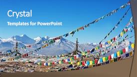  Presentation with tibet - Amazing presentation theme having flags in himalaya mountains tibet backdrop and a teal colored foreground