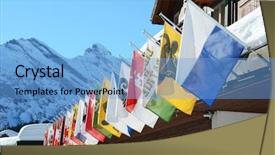  Presentation with alps - Amazing presentation design having flags of all swss cantons against snowy alps backdrop and a light blue colored foreground