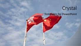  Presentation with hong kong china - Cool new slide deck with flags of china and hong backdrop and a light blue colored foreground