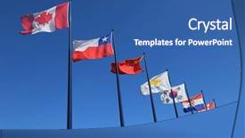  Presentation with outdoors - Beautiful theme featuring world politics - flags of different countries waving backdrop and a ocean colored foreground