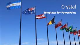  Presentation with outdoors - Presentation theme having flags of different countries waving background and a  colored foreground