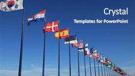  Presentation with world flags - Cool new PPT theme with flags of different countries waving backdrop and a ocean colored foreground