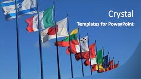  Presentation with country flags - PPT layouts having flags of different countries waving background and a ocean colored foreground