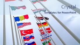  Presentation with different - Slide set featuring flags-of-different-countries background and a sky blue colored foreground