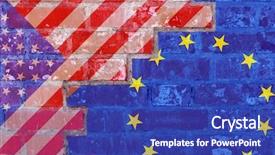  Presentation with america - PPT theme enhanced with flags of europa and america background and a royal blue colored foreground