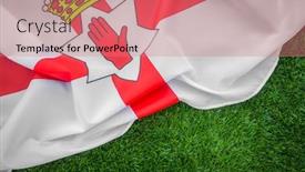  Presentation with ireland - Audience pleasing presentation theme consisting of flags of northern ireland on green grass backdrop and a coral colored foreground