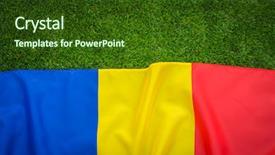  Presentation with romania - Audience pleasing slide deck consisting of flags of romania on green backdrop and a  colored foreground